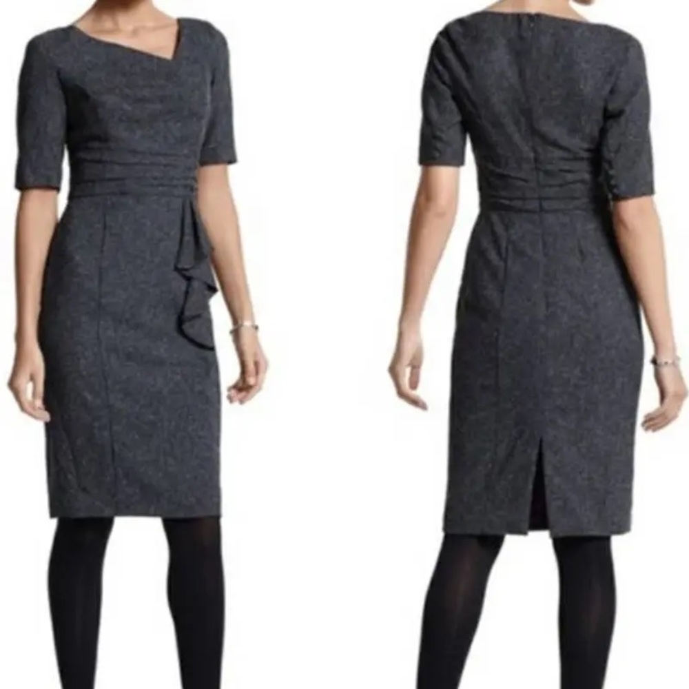 WHBM Asymmetrical Gray Tweed Sheath Dress NWT Size 12
